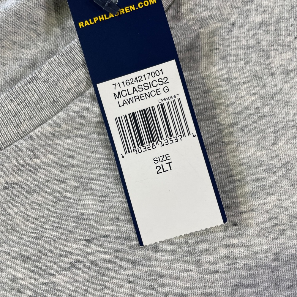 Polo Ralph Lauren T Shirt Mens 2LT Tall Gray Heather V Neck Preppy Casual - Picture 4 of 11